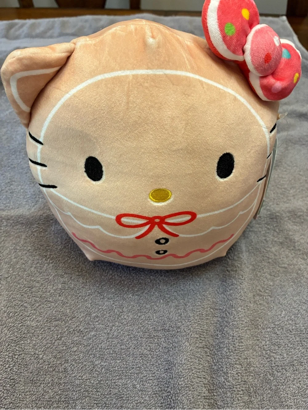 Hello Kitty Beige Plush with Red Bow and Pink Trim